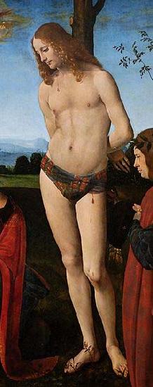 Giovanni Antonio Boltraffio St. Sebastian, detail from a Madona with Child, St. Sebastian, St. John the Baptist and two donors oil painting picture
